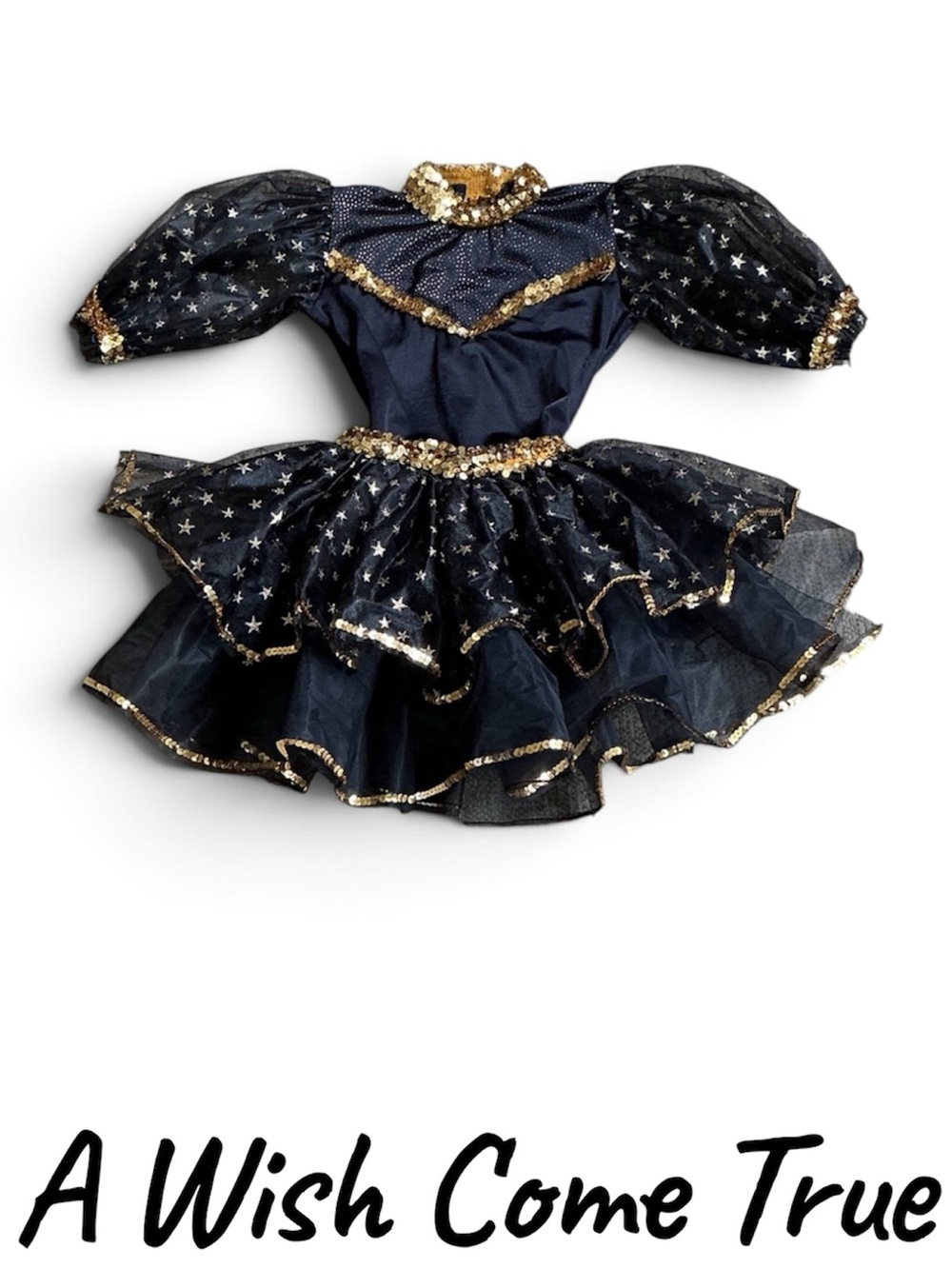 A Wish Come True -Sz S Adult- Black and Gold Star Tutu Costume
